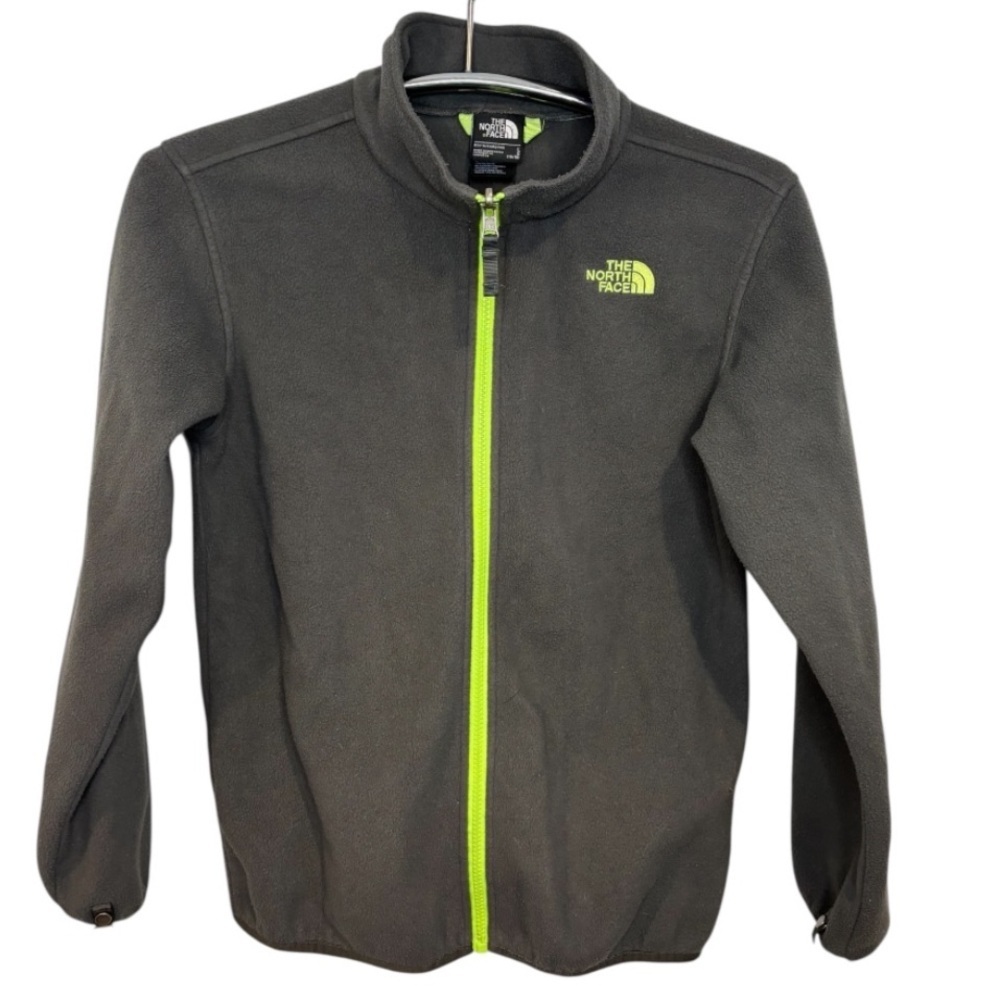The North Face Charcoal Gray Full Zip Jacket with Lime Green Zipper